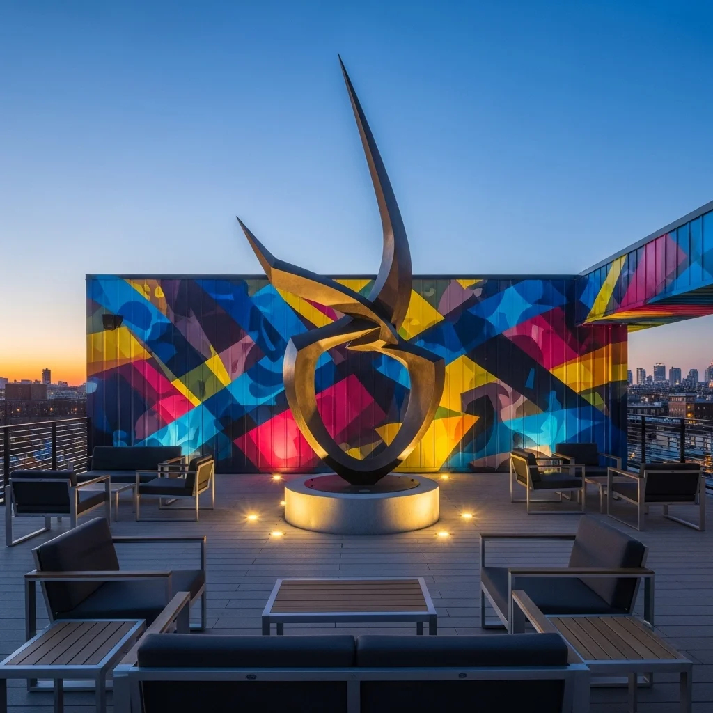 Explore 19 Practical Rooftop Deck Ideas to Elevate Your Home 16 15. Artistic Expression Gallery (Sculptures, Murals)