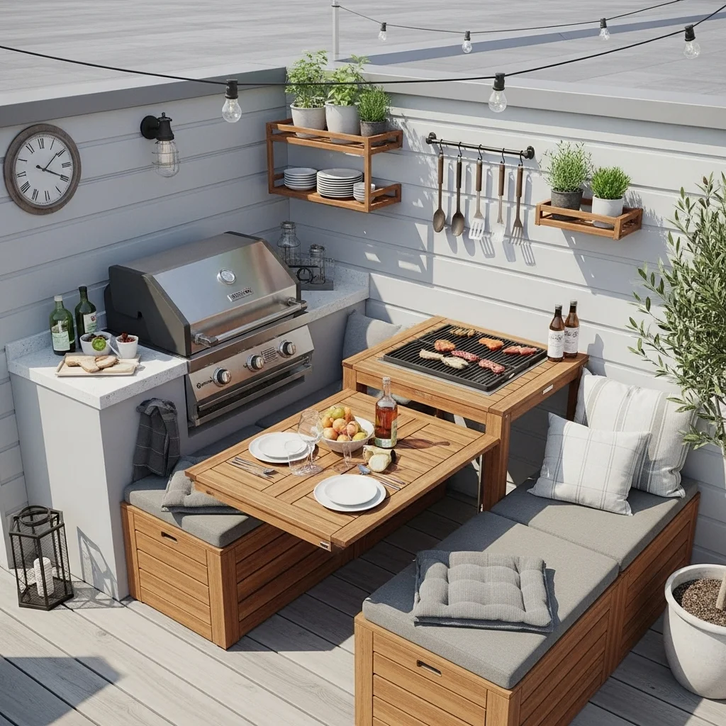 12. Compact & Clever Grill Nook