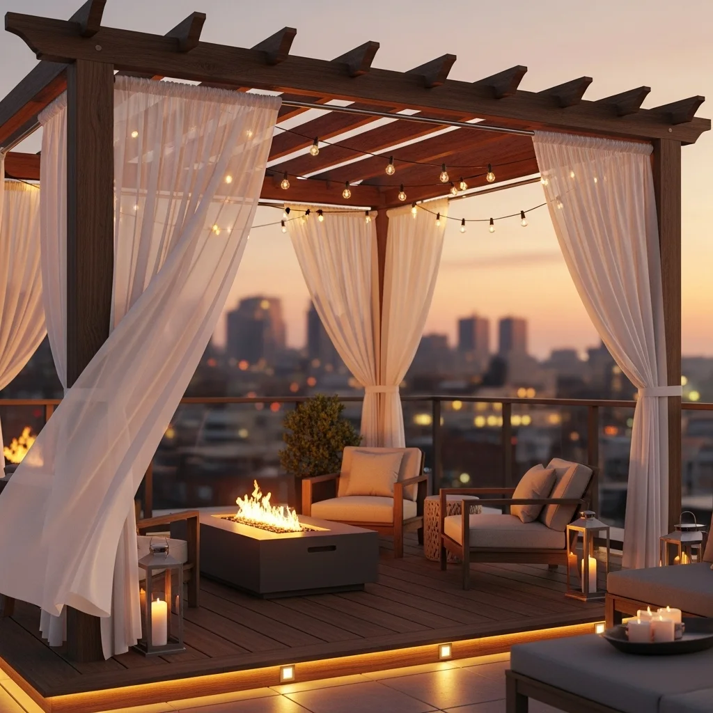 Discover 17 Rooftop Deck Privacy Screens for Urban Oases 16 15. Elegant Outdoor Curtains
