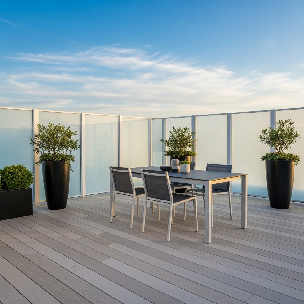 Discover 17 Rooftop Deck Privacy Screens for Urban Oases 10 9. Frosted or Patterned Glass Panels