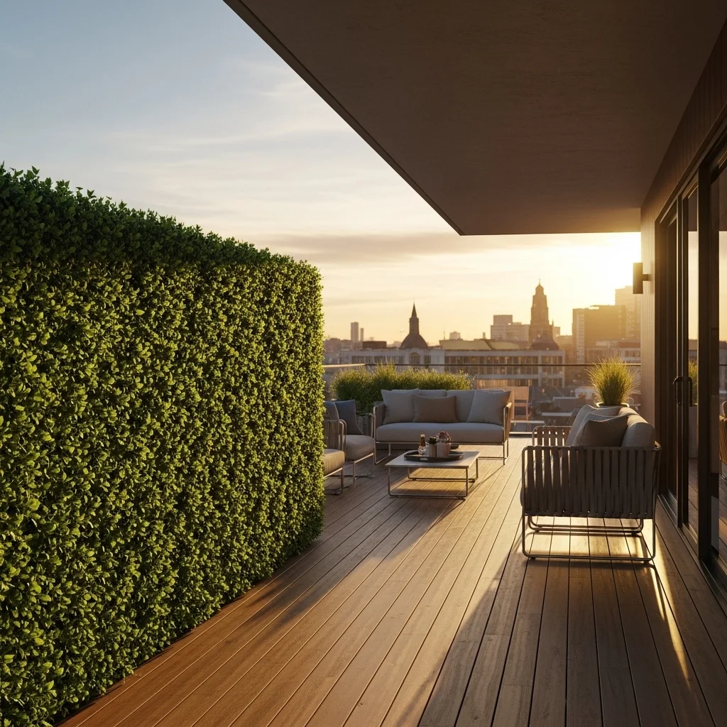 Discover 17 Rooftop Deck Privacy Screens for Urban Oases 2 1. Lush Artificial Hedge Panels