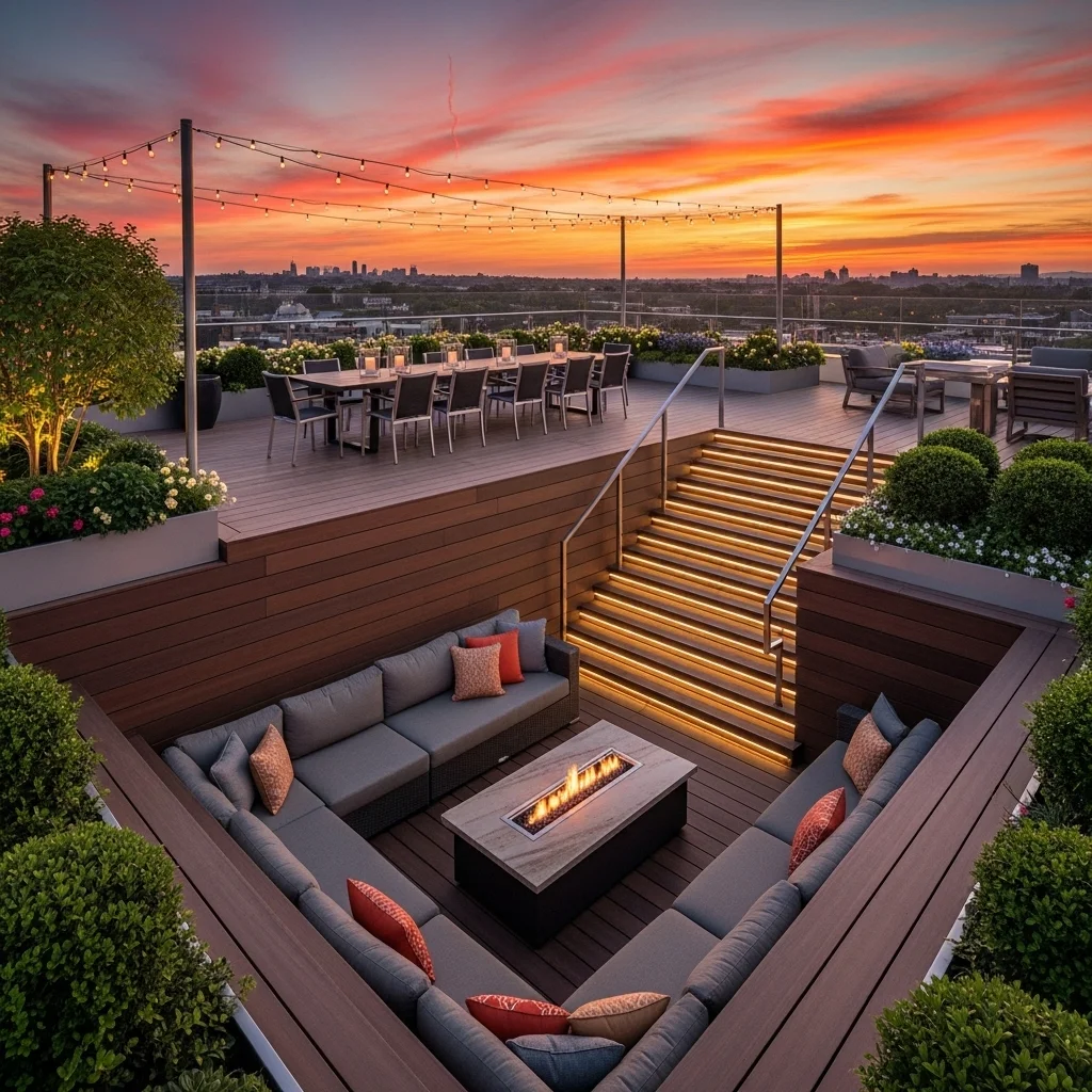 Explore 19 Practical Rooftop Deck Ideas to Elevate Your Home 19 18. Multi-Level Terrace Design