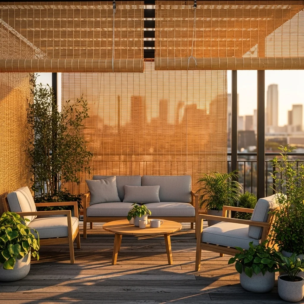 Discover 17 Rooftop Deck Privacy Screens for Urban Oases 3 2. Natural Bamboo Roll Screens