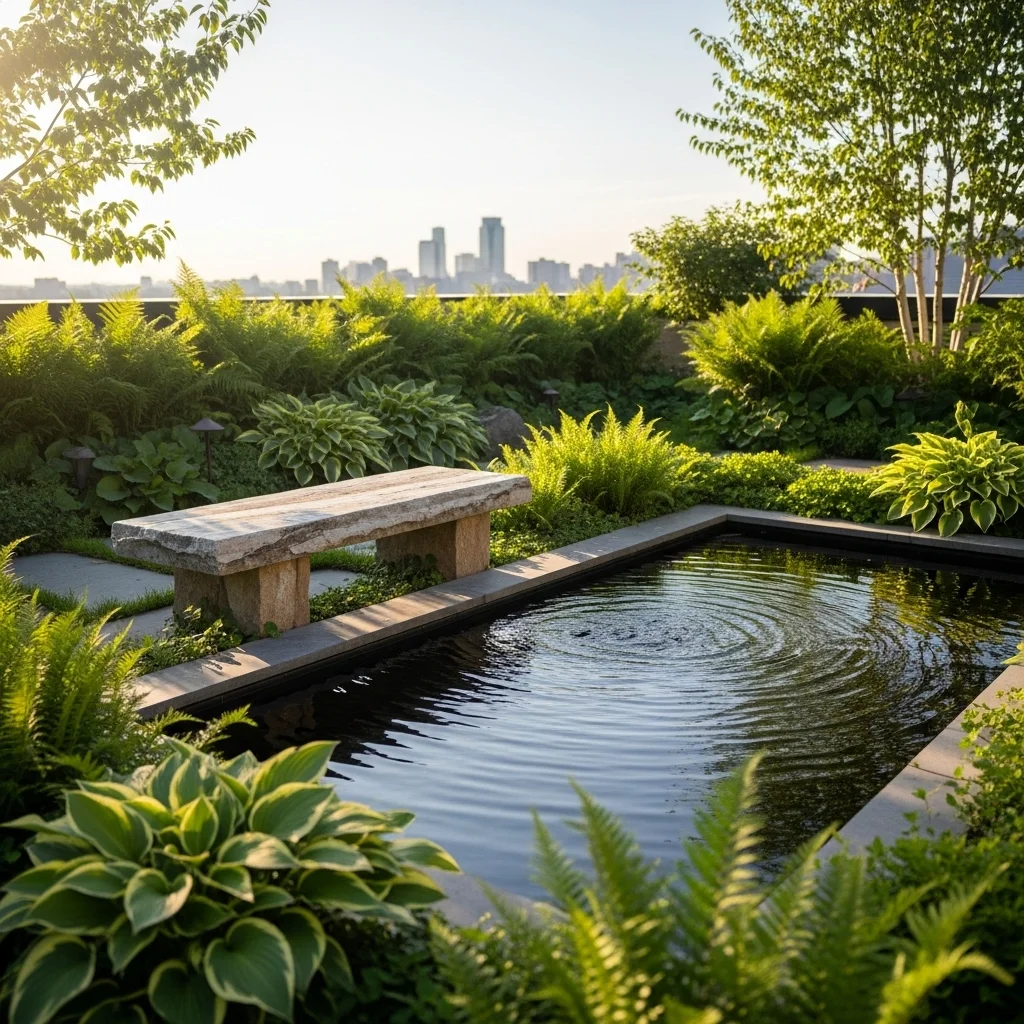 6. Serene Water Feature Retreat