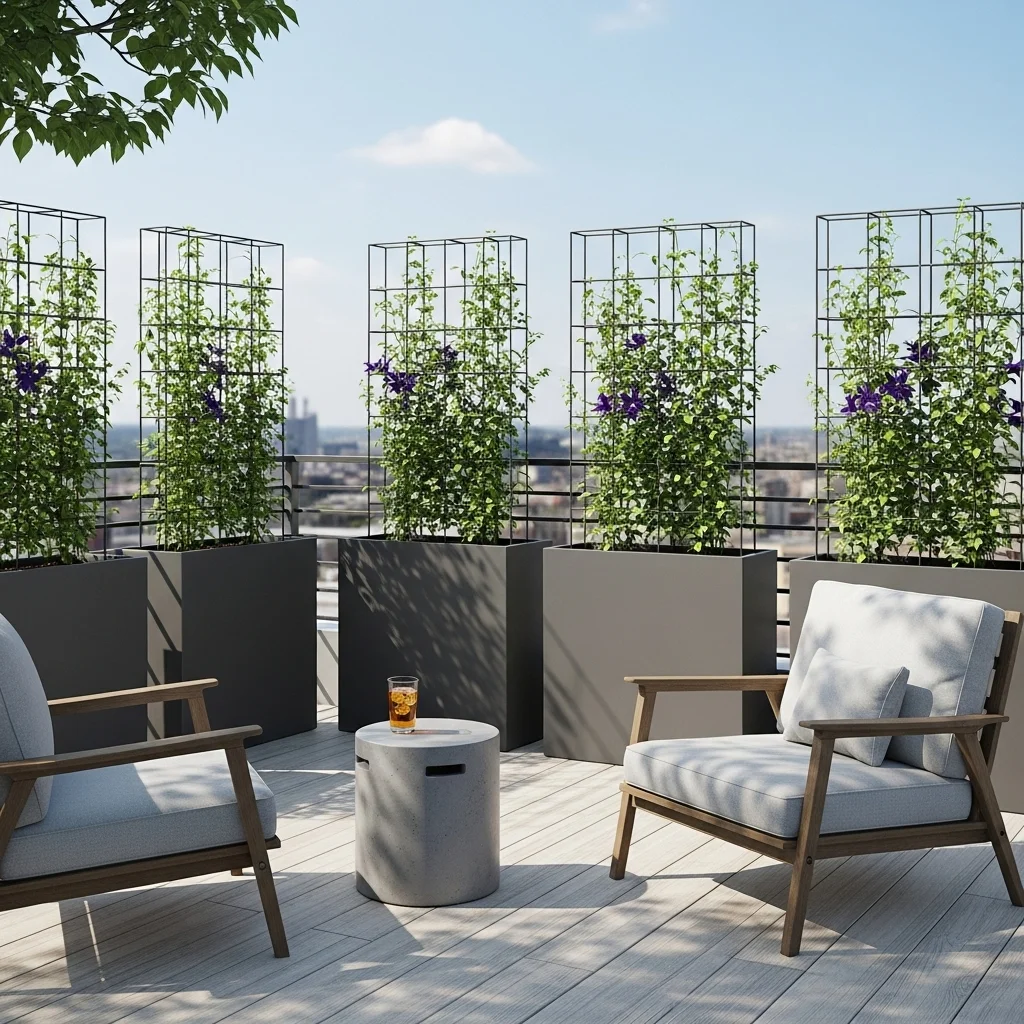 Discover 17 Rooftop Deck Privacy Screens for Urban Oases 9 8. Tall Planters with Integrated Trellis