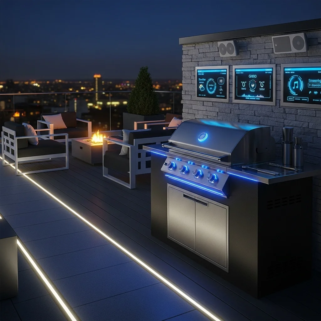 15. Tech-Integrated Smart Grill Zone