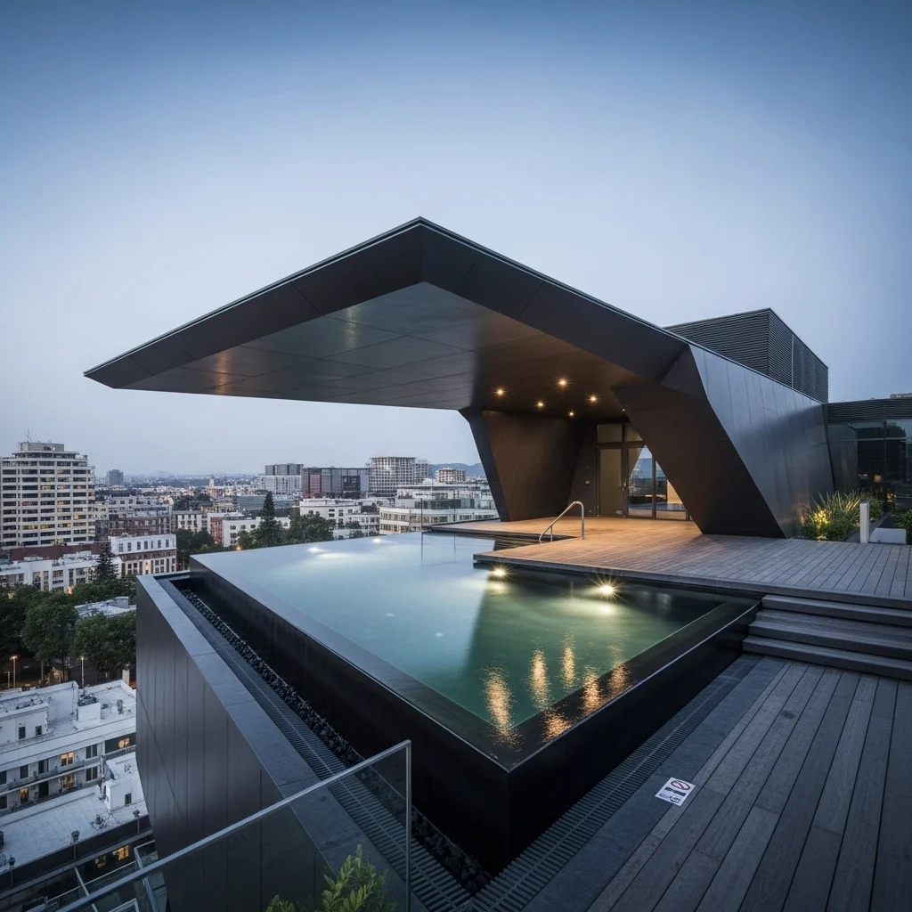 Top 21 Breathtaking Rooftop Deck Pool Inspirations 19 18. The Architectural Statement Pool