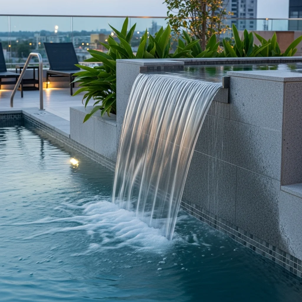 Top 21 Breathtaking Rooftop Deck Pool Inspirations 17 16. The Cascading Waterfall Feature