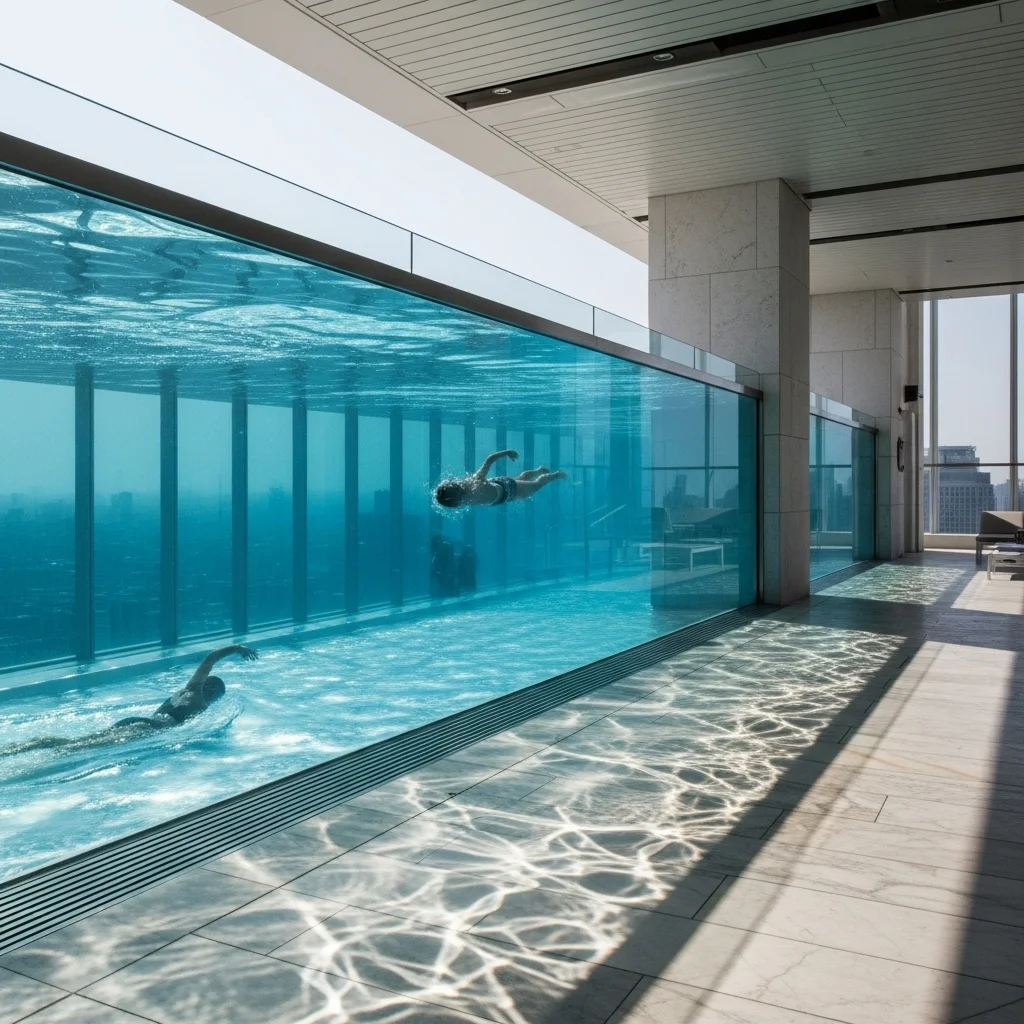 Top 21 Breathtaking Rooftop Deck Pool Inspirations 4 3. The Glass-Bottom/Side Marvel