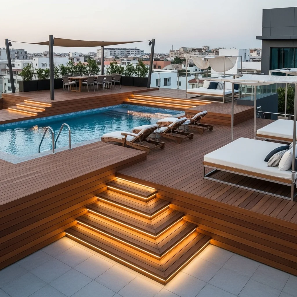 Top 21 Breathtaking Rooftop Deck Pool Inspirations 15 14. The Multi-Level Decking