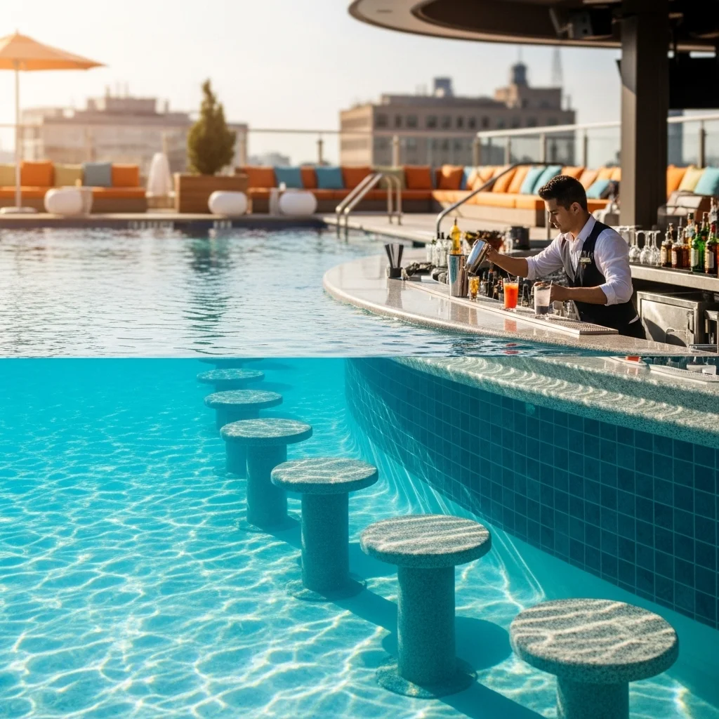 Top 21 Breathtaking Rooftop Deck Pool Inspirations 10 9. The Swim-Up Bar