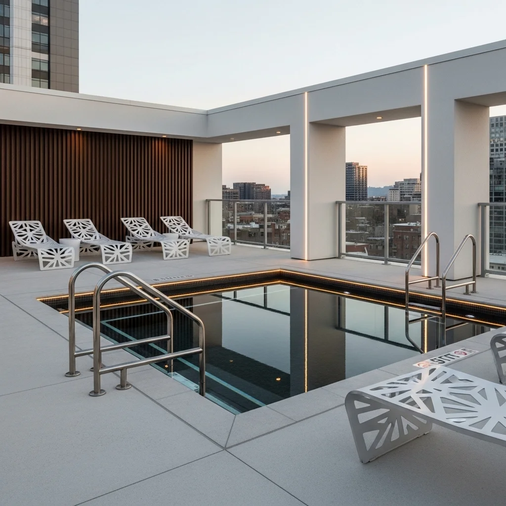 Top 21 Breathtaking Rooftop Deck Pool Inspirations 6 5. The Urban Modern Retreat