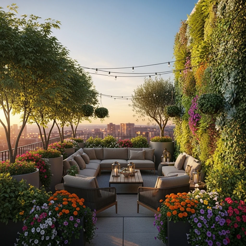 Explore 19 Practical Rooftop Deck Ideas to Elevate Your Home 2 1. The Urban Oasis with Lush Greenery