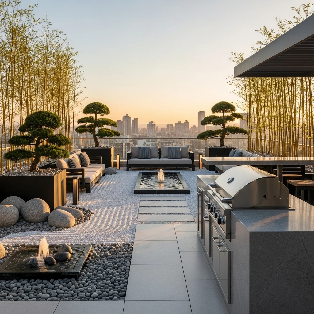6. Zen Garden BBQ Retreat