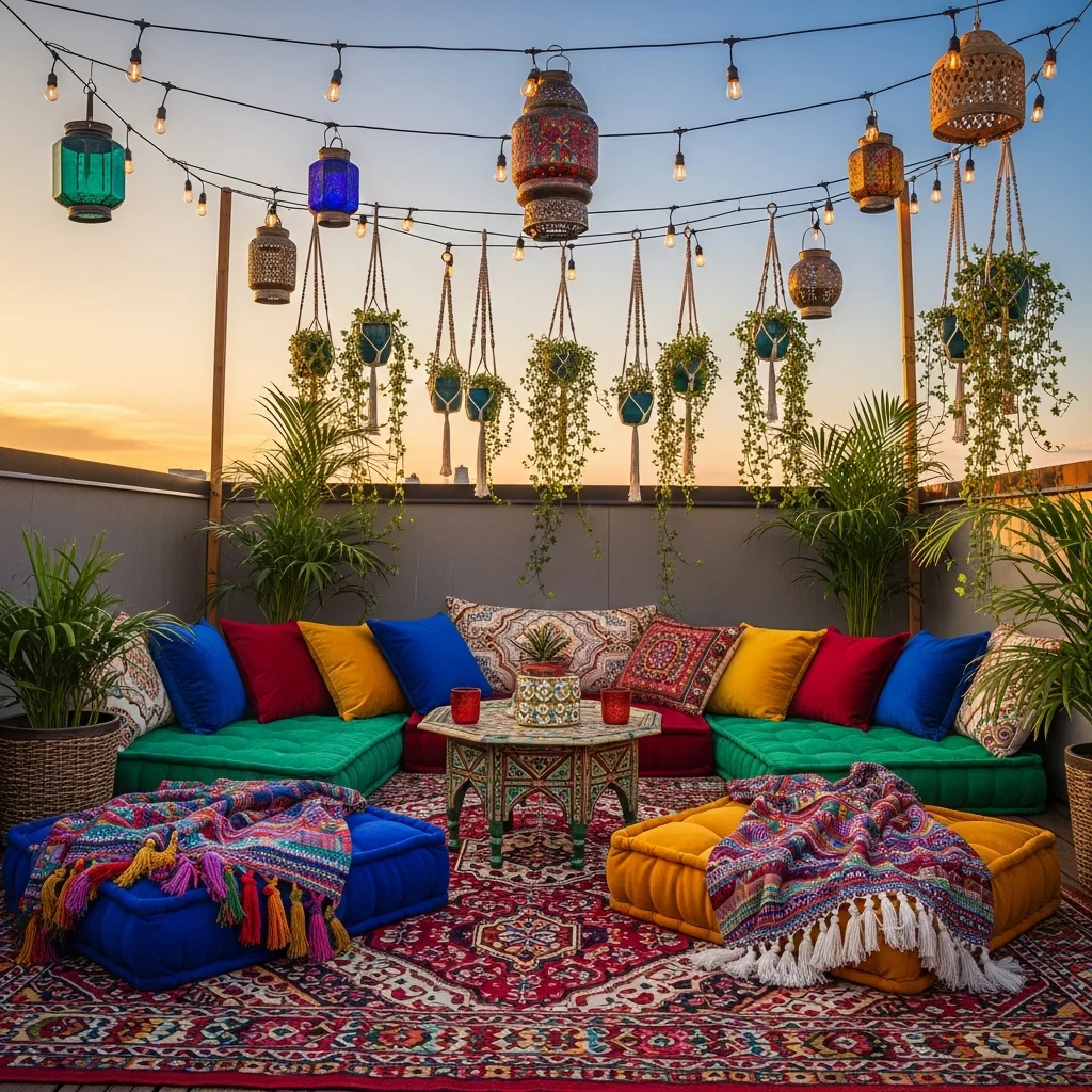 19 Breathtaking Rooftop Garden Deck Designs for Every Style 9 8. Bohemian Rhapsody Lounge
