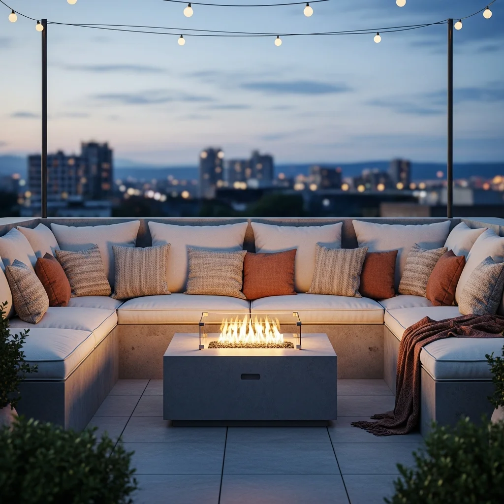 1. Built-in L-shaped Sofa with Cushions