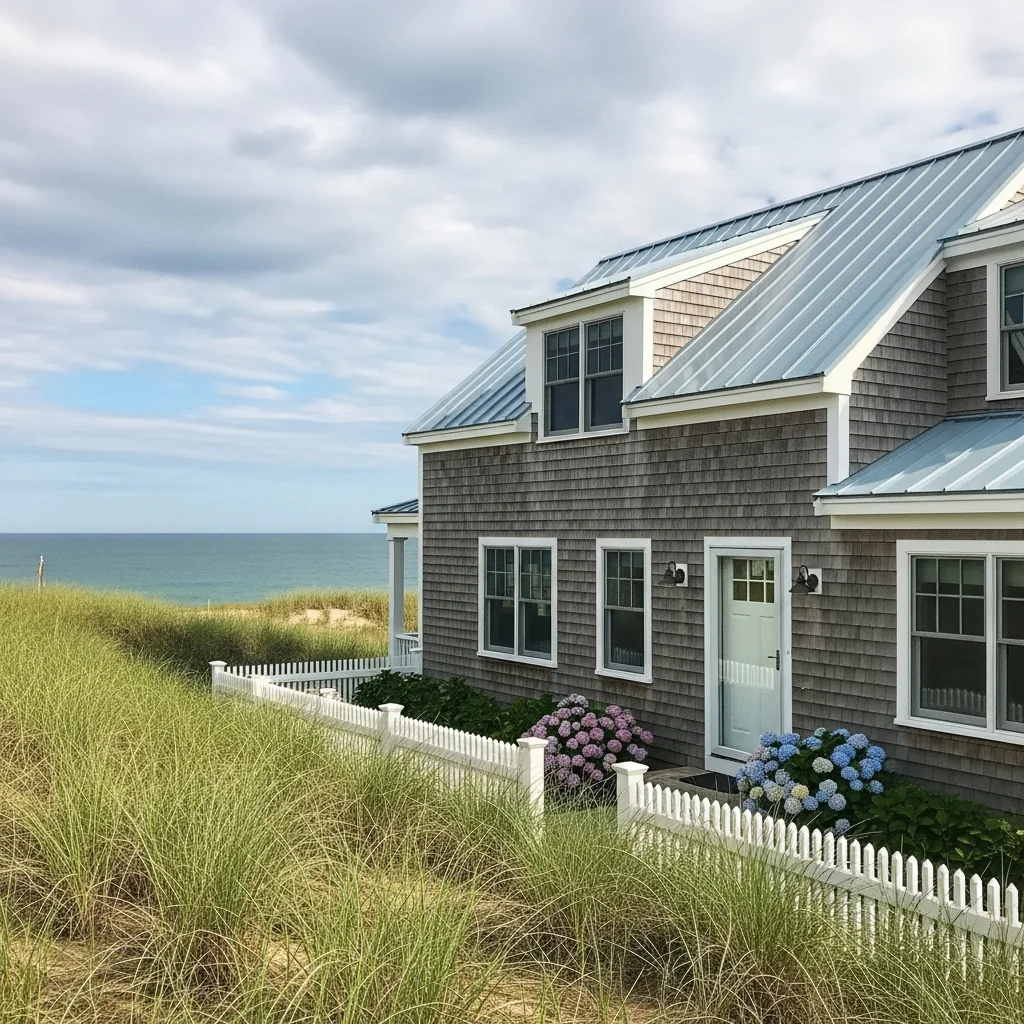 2. Classic Nantucket Style with Light Blue Metal