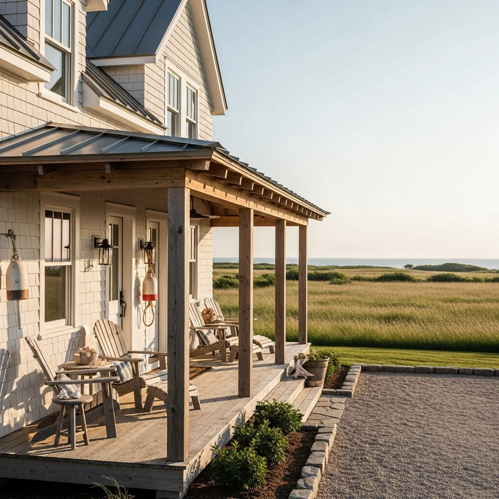 14. Coastal Farmhouse with Stone Grey Metal Roof