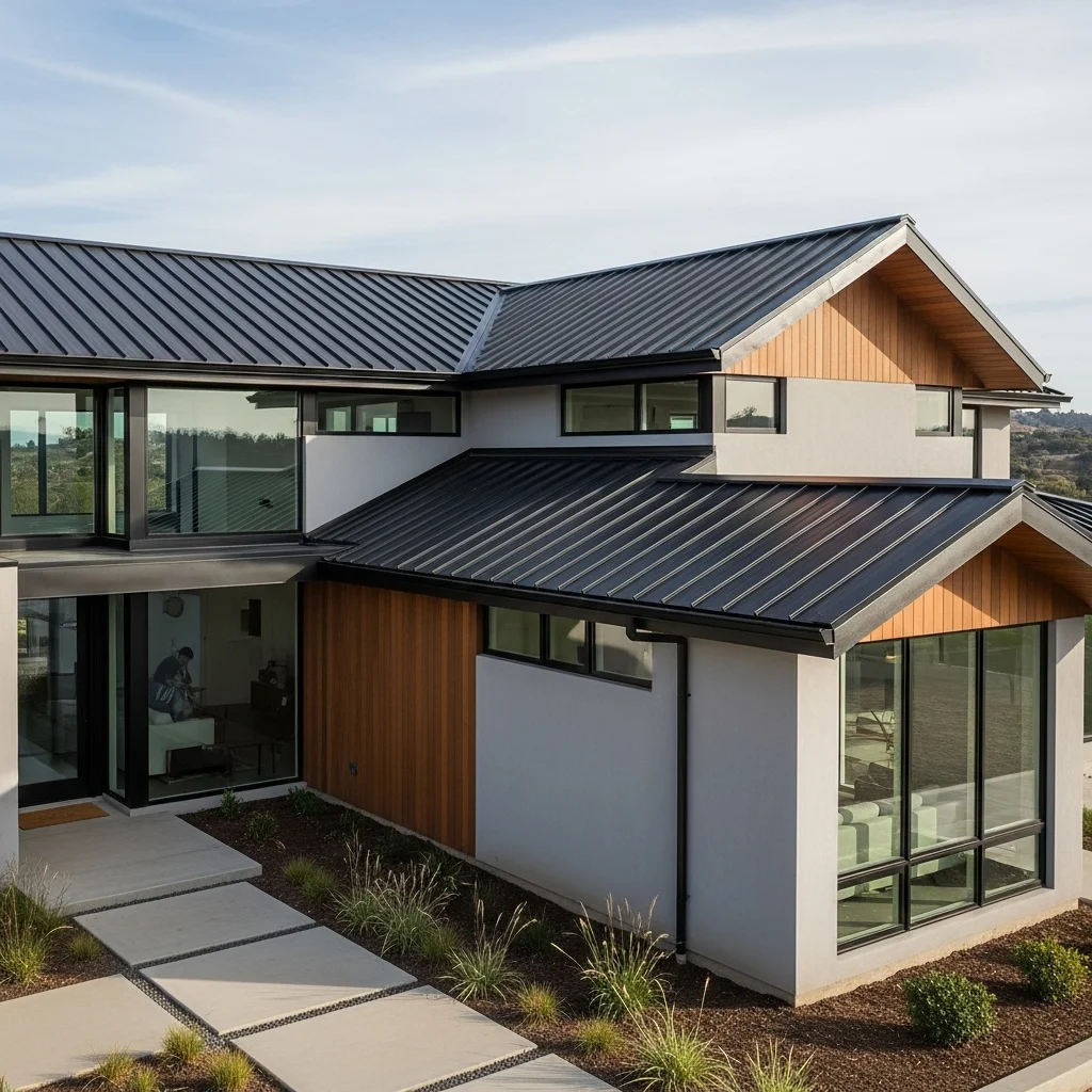 13 Stunning Modern Metal Roof Designs for Ultimate Curb Appeal 3 2. Corrugated Metal Roof (Modernized)