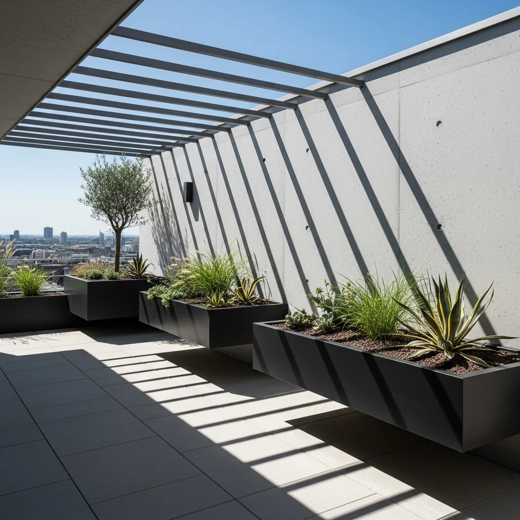 13. Floating Planters & Pergola