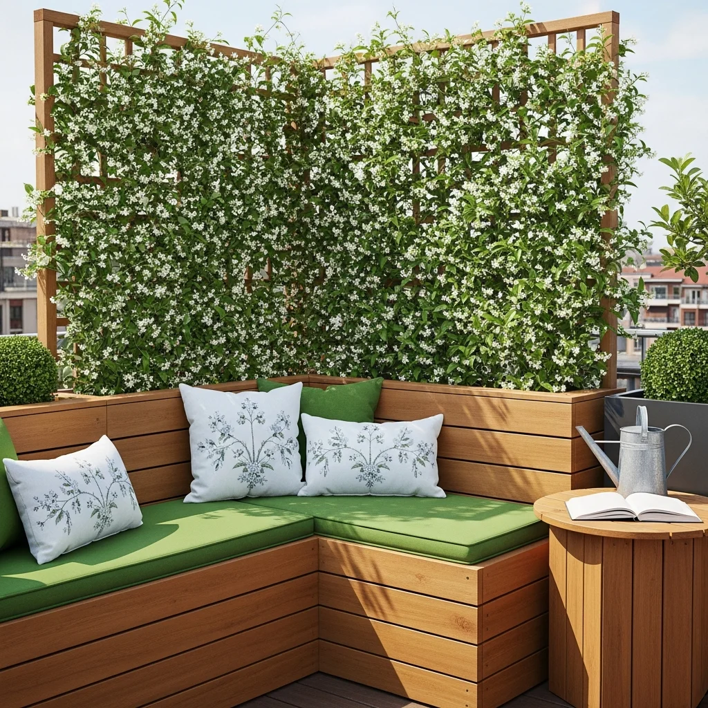 23. Garden Box Seating with Trellis