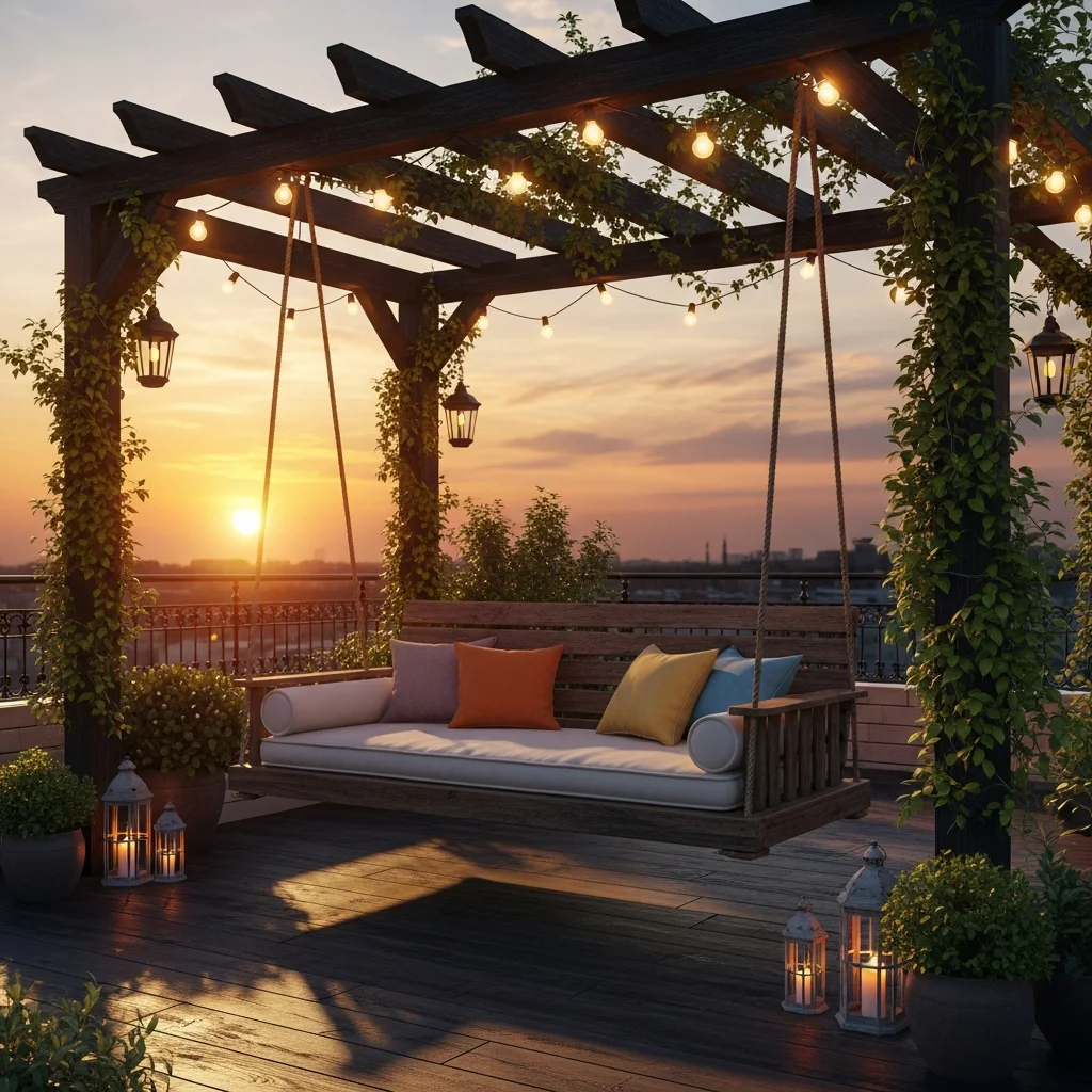 11. Hanging Porch Swing Bench