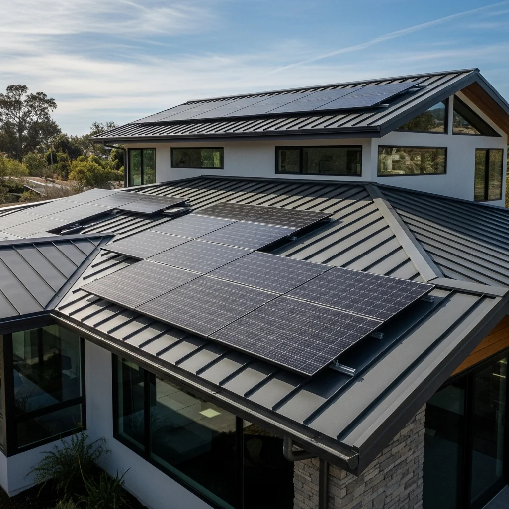 13 Stunning Modern Metal Roof Designs for Ultimate Curb Appeal 14 13. Integrated Solar Metal Roofs