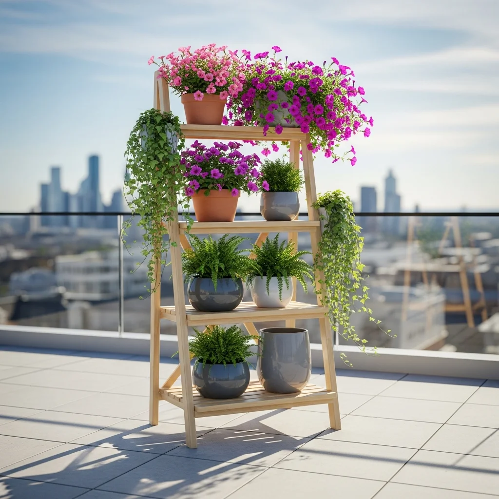 6. Ladder-Style Planter Shelves