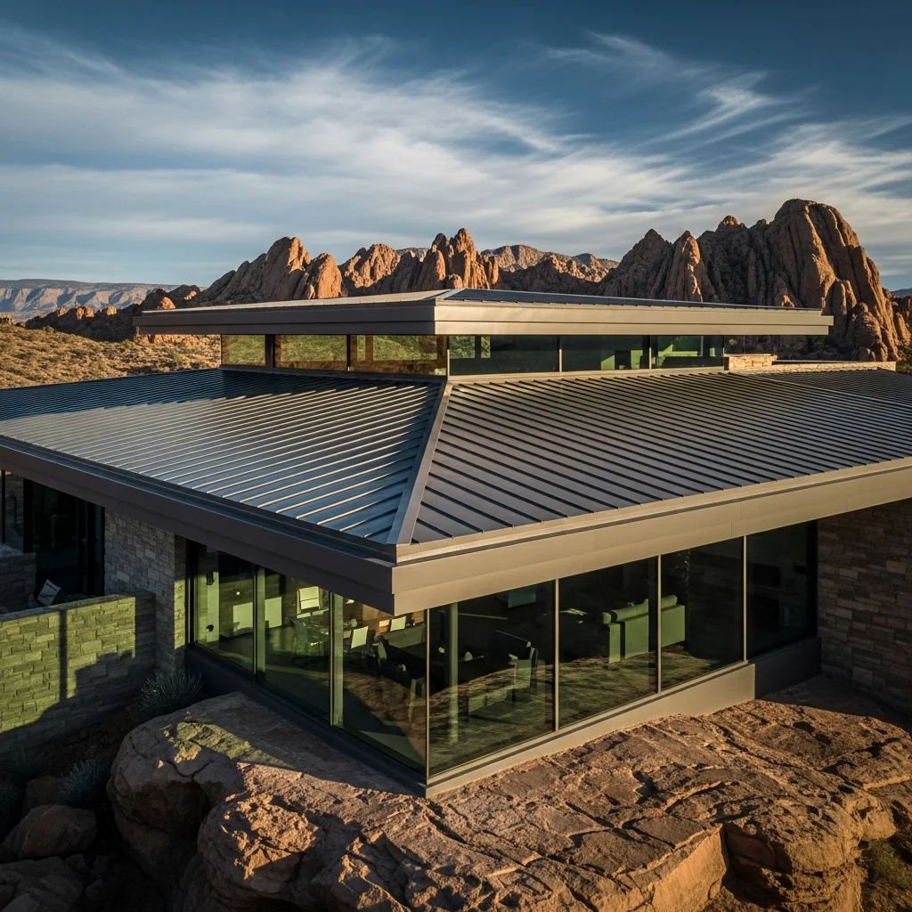 Top 15 Metal Roof Aesthetic Ideas for Modern Homes 14 13. Low-Profile Flat Seam Panels
