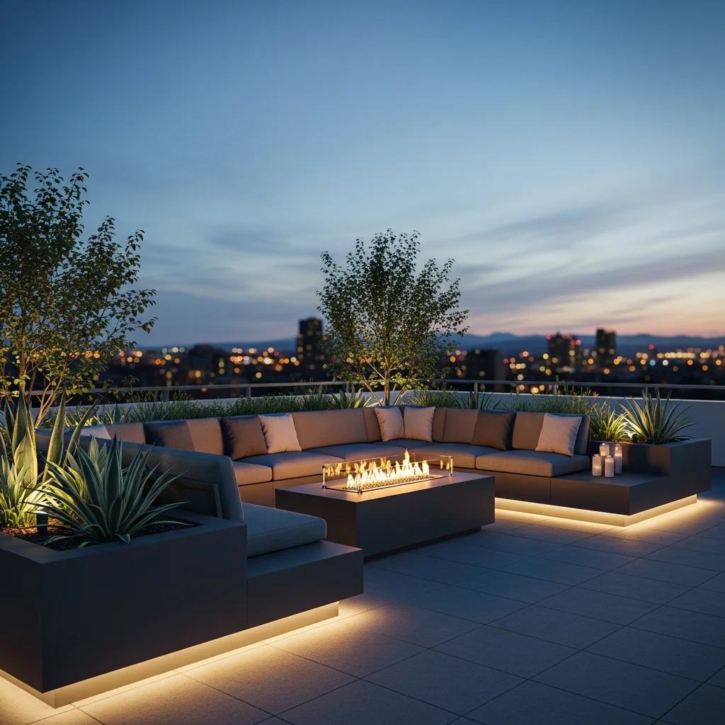 19. Low-Profile Furniture & Fire Pit