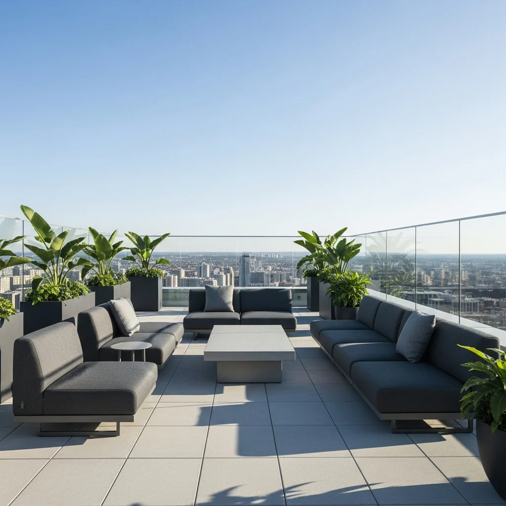 Top 11 Contemporary Minimalist Rooftop Terrace Designs 7 6. Minimalist Furniture & Clean Lines