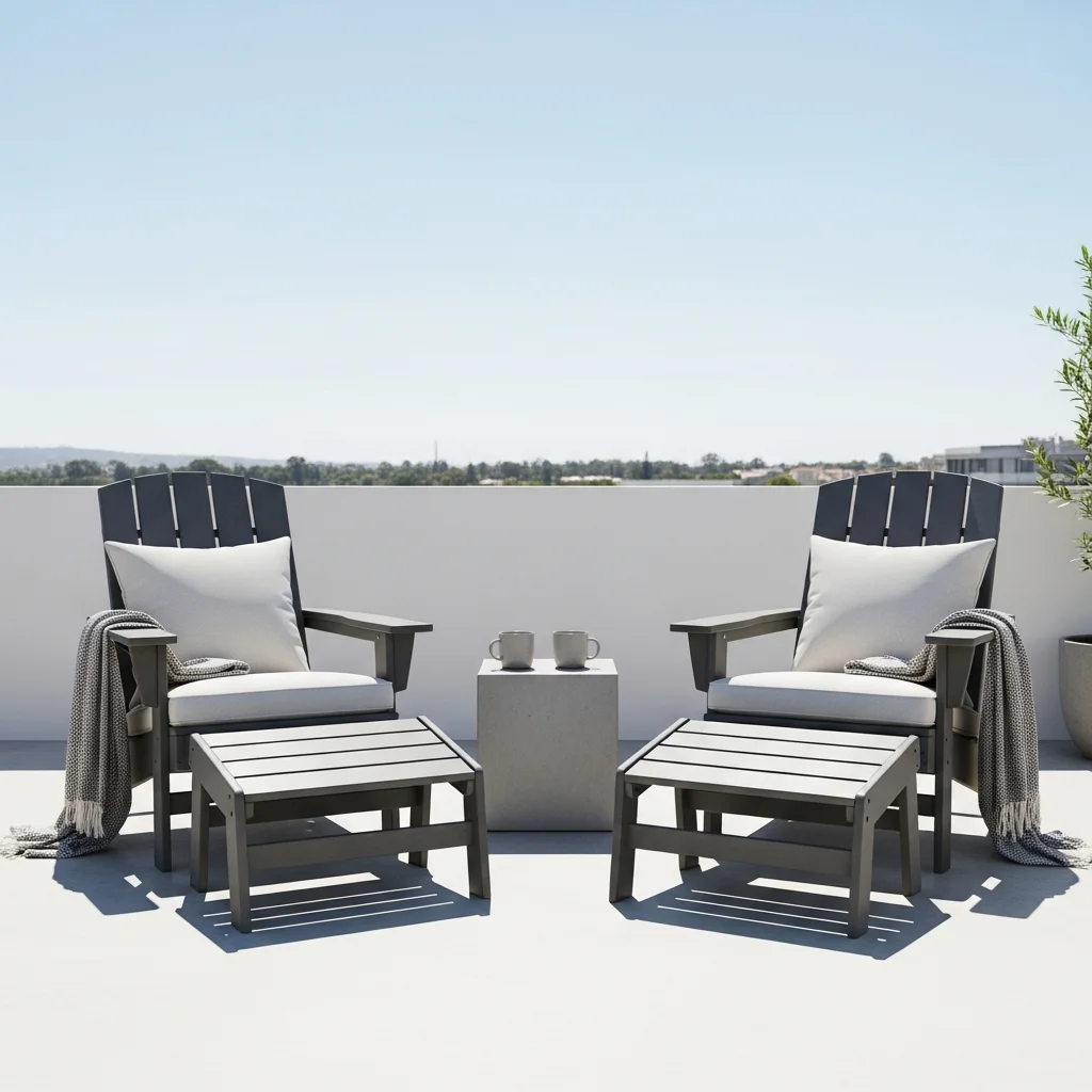 9. Modern Adirondack Chairs with Ottomans