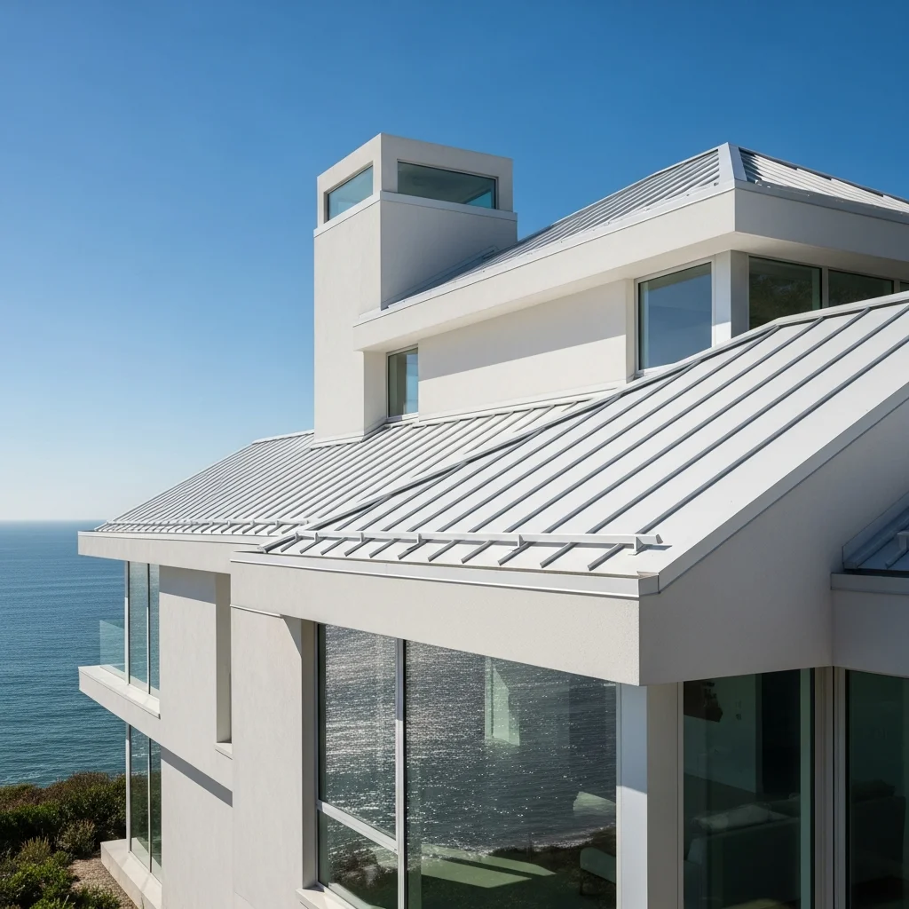 1. Modern Minimalist with White Standing Seam