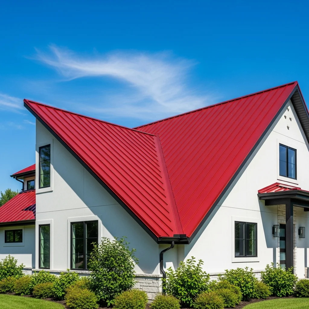 Top 15 Metal Roof Aesthetic Ideas for Modern Homes 11 10. Modern Red Standing Seam