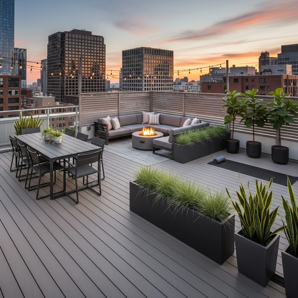19 Breathtaking Rooftop Garden Deck Designs for Every Style 18 17. Multipurpose Sectional Zone