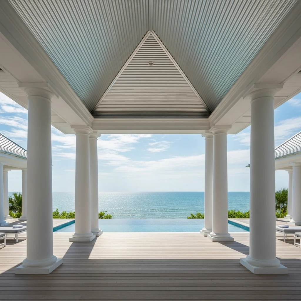 8. Open-Air Pavilion with Silver Ribbed Metal
