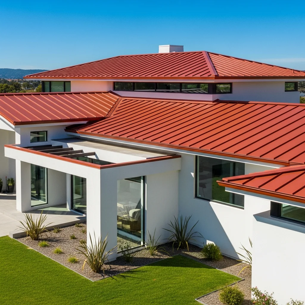 13 Stunning Modern Metal Roof Designs for Ultimate Curb Appeal 11 10. Painted/Coated Metal Roofs