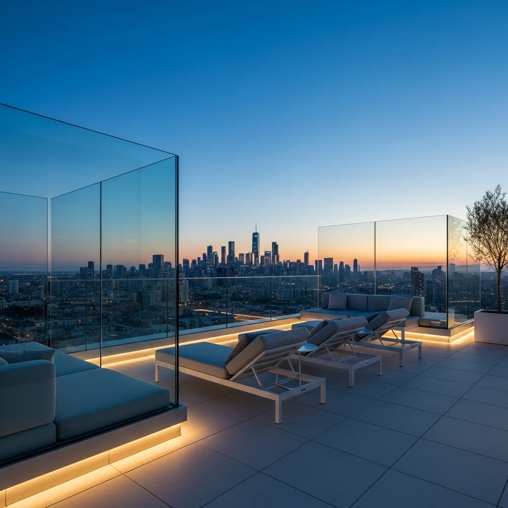 Top 11 Contemporary Minimalist Rooftop Terrace Designs 12 11. Panoramic Views & Framed Vistas