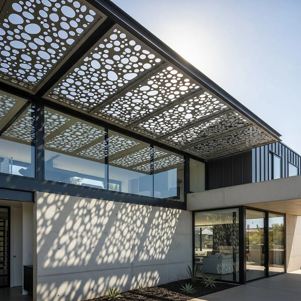 13 Stunning Modern Metal Roof Designs for Ultimate Curb Appeal 12 11. Perforated Metal Screens/Roofs