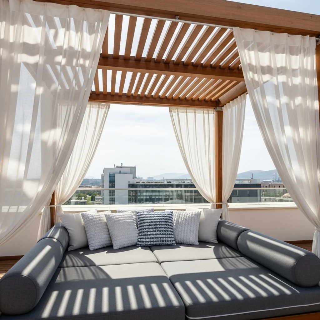 15. Pergola-Covered Daybed/Sofa