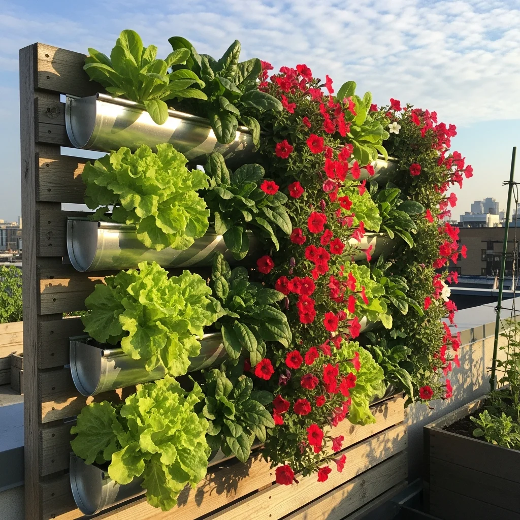 8. Rain Gutter Vertical Gardens