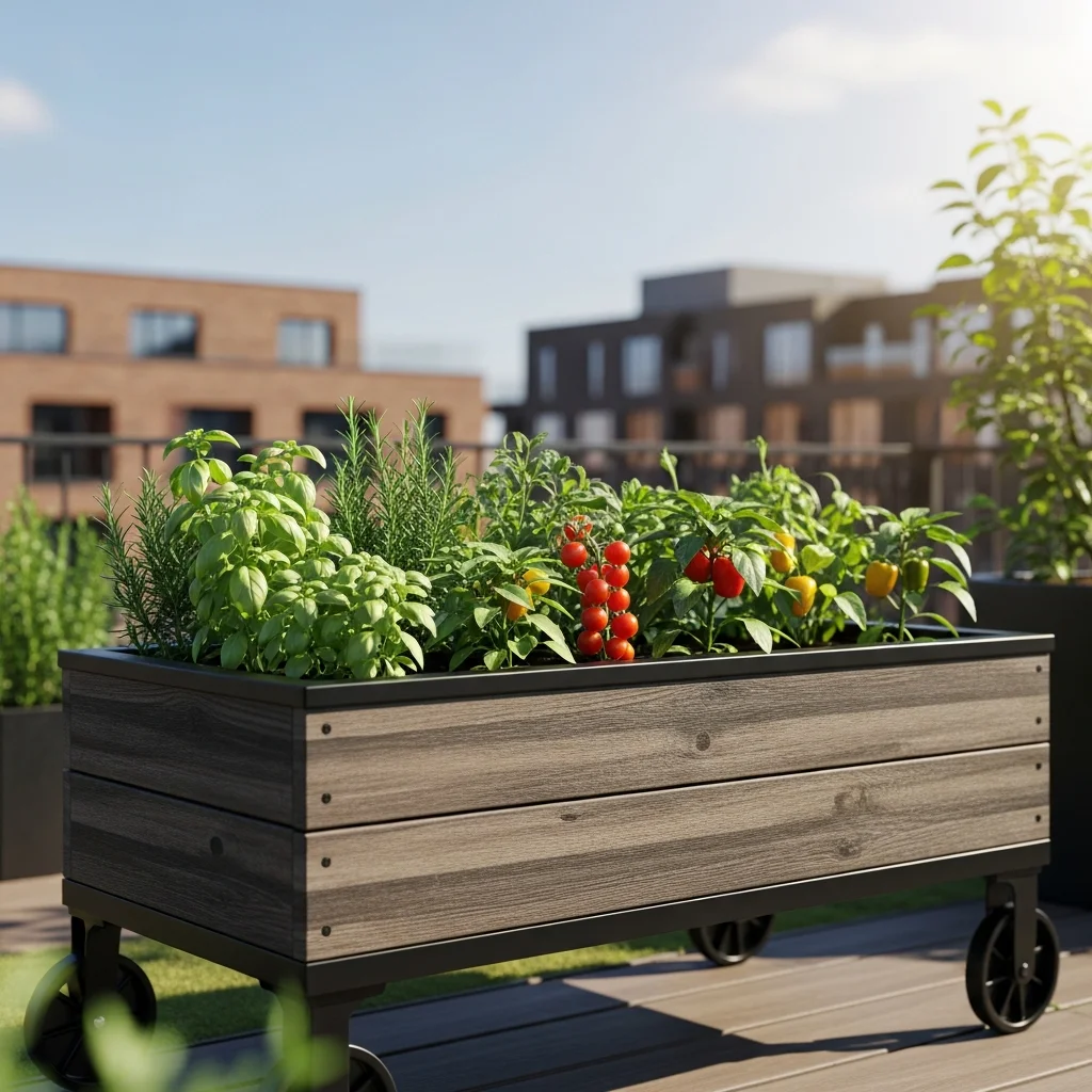 Top 17 Rooftop Garden Design Ideas for small Spaces! 12 12. Raised Garden Beds on Wheels