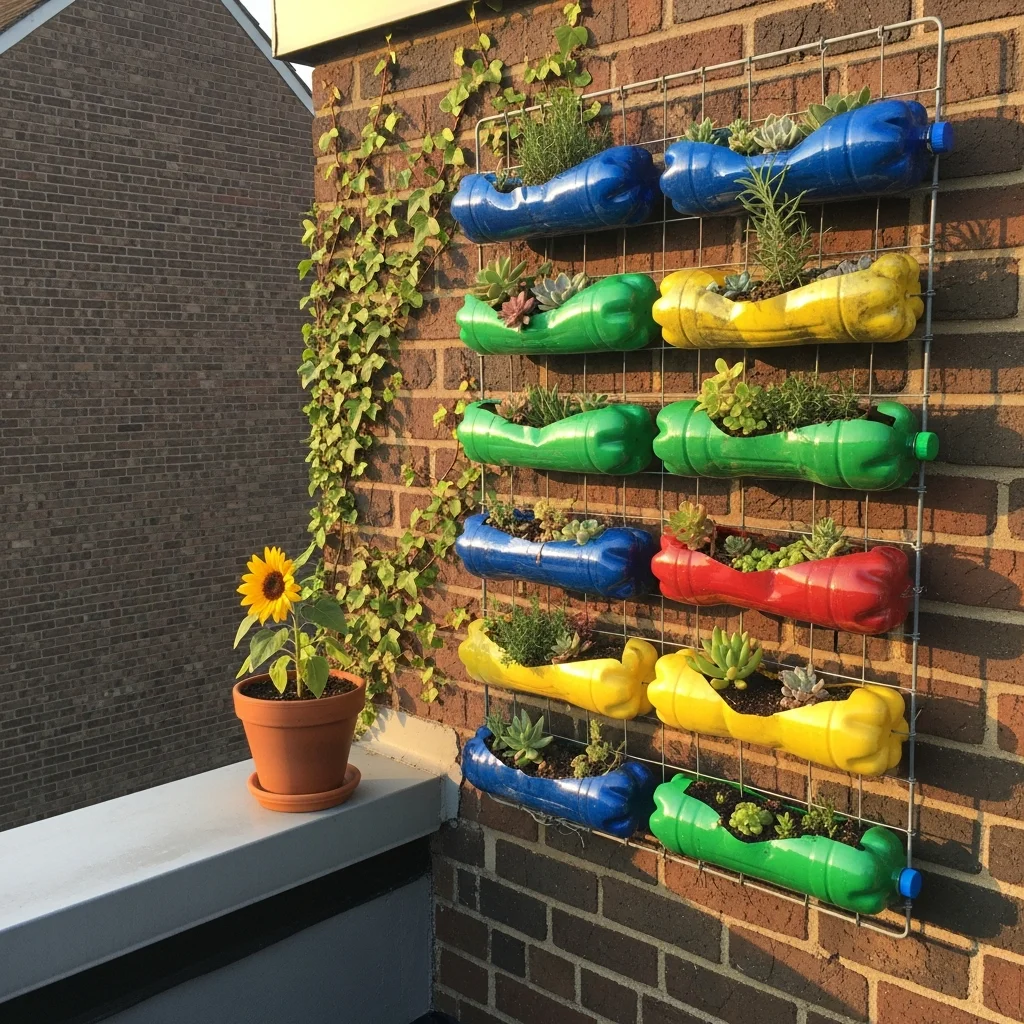 14. Recycled Bottle Vertical Gardens