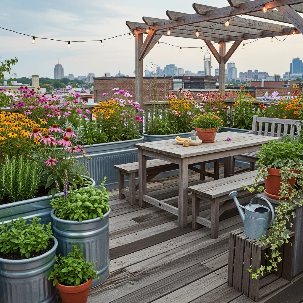 19 Breathtaking Rooftop Garden Deck Designs for Every Style 10 9. Rustic Farmhouse Charm