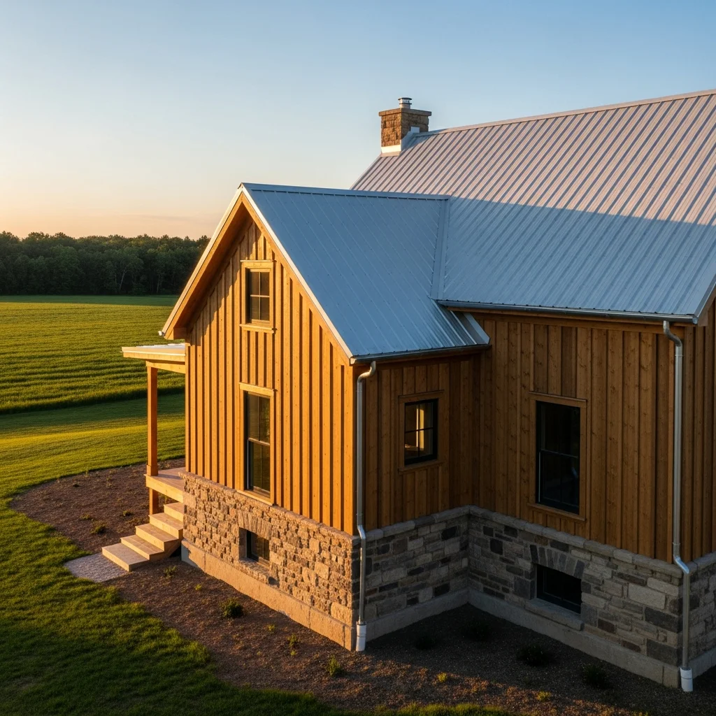 2. Rustic Farmhouse Revival with Galvalume