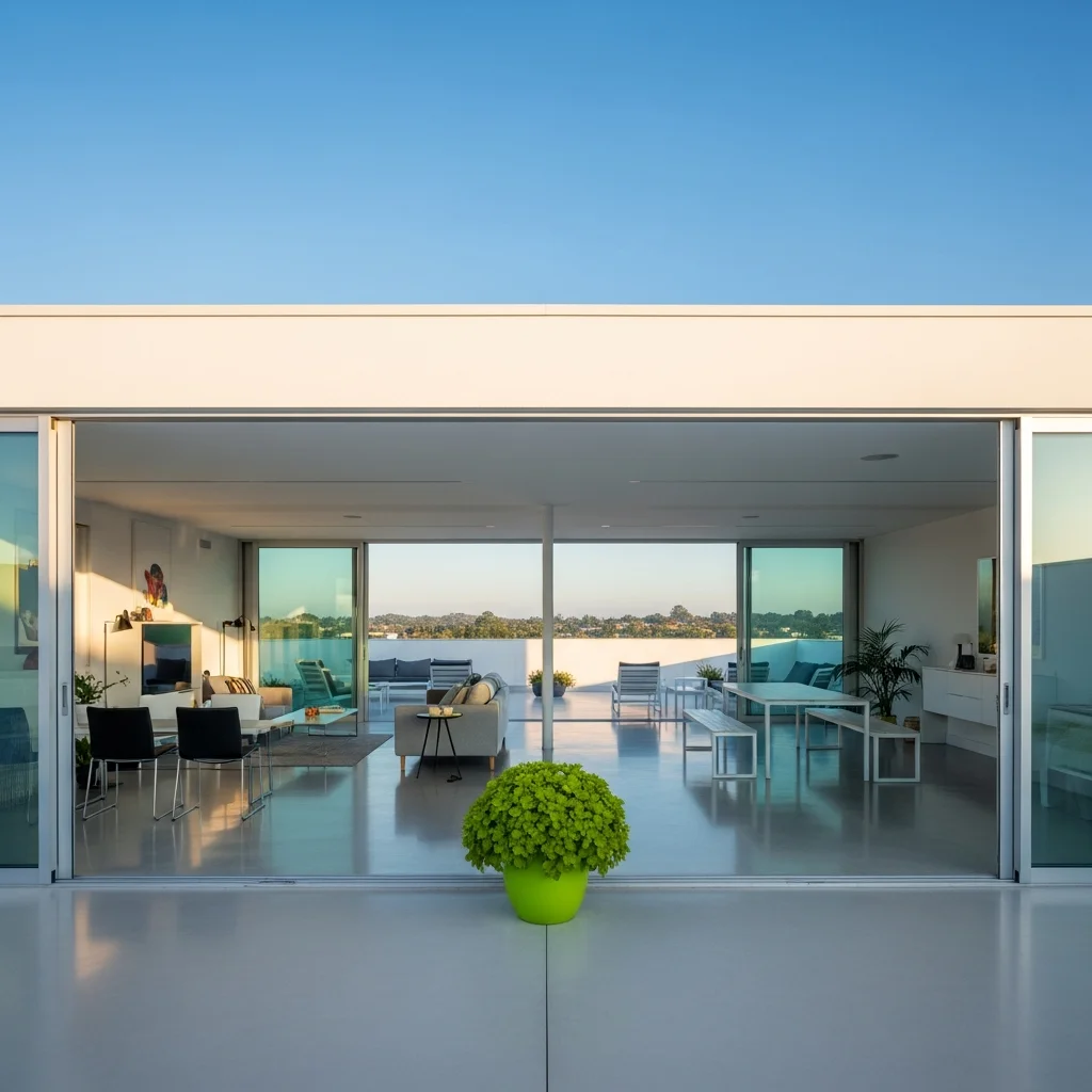 Top 11 Contemporary Minimalist Rooftop Terrace Designs 2 1. Seamless Indoor-Outdoor Flow