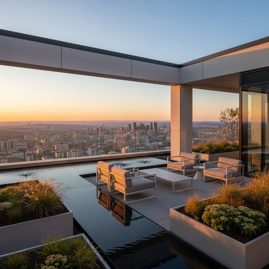 4. Skyline Oasis with Water Feature