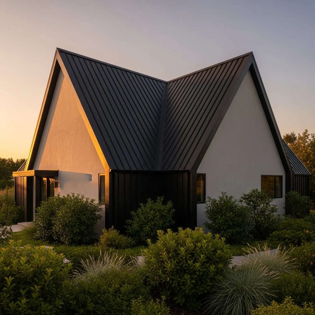 Top 15 Metal Roof Aesthetic Ideas for Modern Homes 2 1. Sleek Matte Black Standing Seam