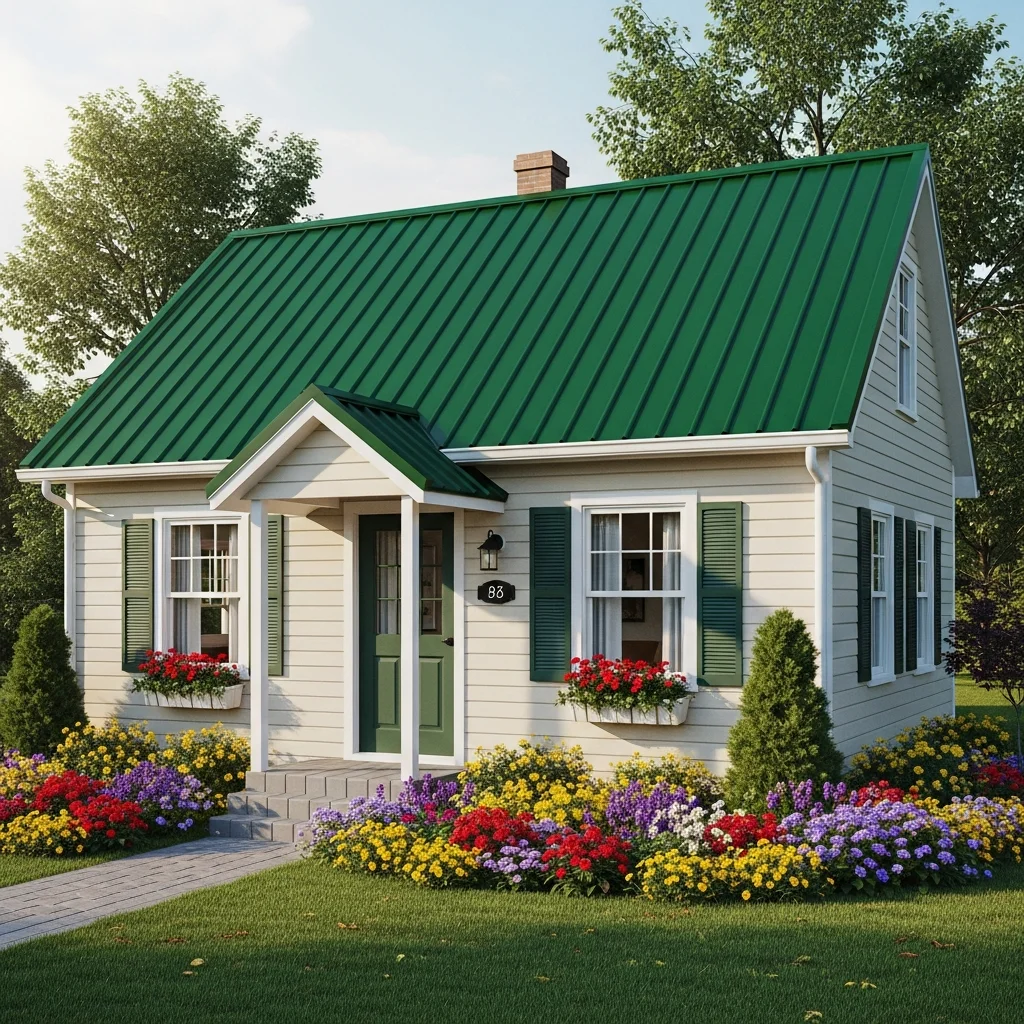 15. Small Cottage's Vibrant Green Makeover