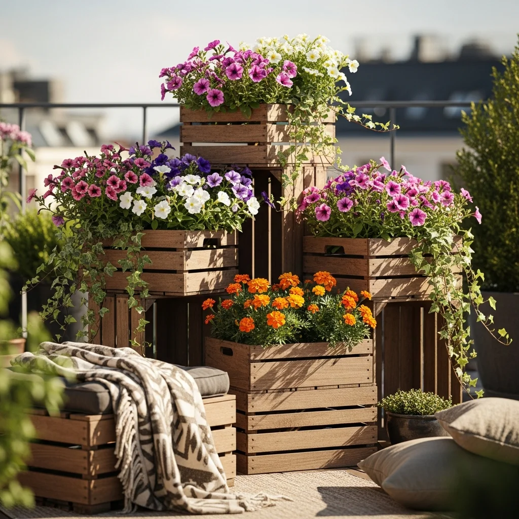 8. Stacked Crate Gardens